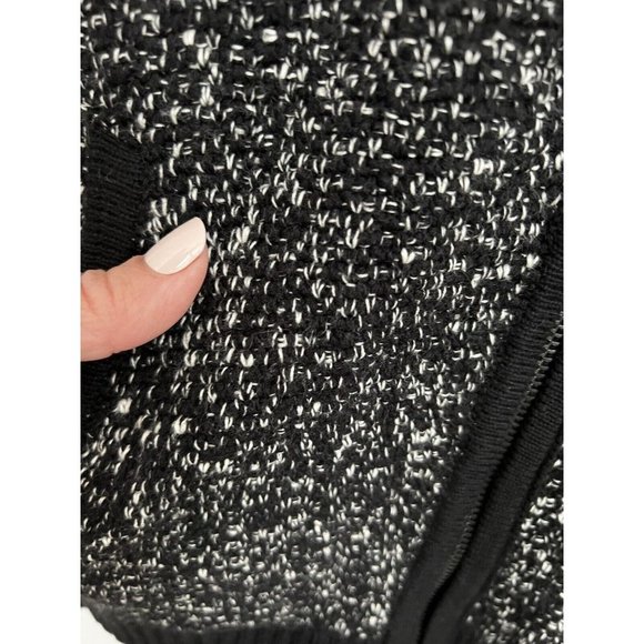 NEW LOFT Asymetrical Zip Knit Black Marbled Moto Cardigan Office Career … - Picture 2 of 10